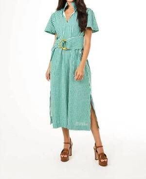 NEW HOLLY SHAE DESIGN gretchen dress in green and white gingham